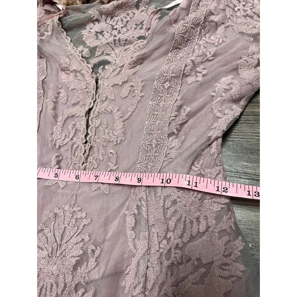 Free People Reign Over Me Dusty Lilac Lace Bell Sleeve Mini Dress 6 Taylor Swift